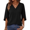 image:imageWIHOLL Womens Tops Summer Outfits 2026 V Neck Shirts Womens Blouses Dressy Casual Bell Sleeve Fashion Clothing01 Black