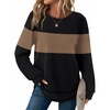 image:imageWIHOLL Womens Waffle Knit Tunic Tops Fall Long Sleeve Shirts Curved Hem  CrewneckLoose FitFashion ClothingTravel Vacation OutfitsLightweightBusiness CasualComfySoftCuteZbblackbrown