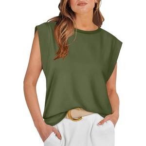 image:imageWIHOLL Cap Sleeve Tops for Women Summer Top Basic Tee Shirts Business Casual Tank Loose Fit 2026 FashionF  Olive Green