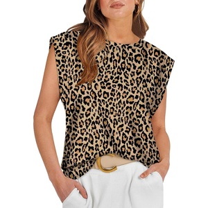 image:imageWIHOLL Cap Sleeve Tops for Women Summer Top Basic Tee Shirts Business Casual Tank Loose Fit 2026 FashionG  Leopard Print