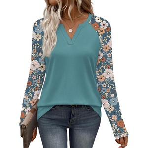 image:imageWIHOLL Long Sleeve Shirts for Women Color Block Raglan Tops Fall FashionGraphic Blue