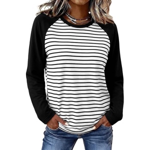 image:imageWIHOLL Long Sleeve Shirts for Women Crewneck Tops Fall Clothes Outfits 2026  Dressy Casual Crewneck Striped Teacher T Shirts Winter Trendy Cute Sweatshirt for Vacation Travel Date Office Work 2026BlackWhite