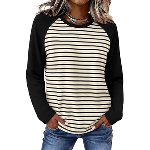 image:imageWIHOLL Long Sleeve Shirts for Women Crewneck Tops Fall Clothes Outfits 2026  Dressy Casual Crewneck Striped Teacher T Shirts Winter Trendy Cute Sweatshirt for Vacation Travel Date Office Work 2026BlackApricot