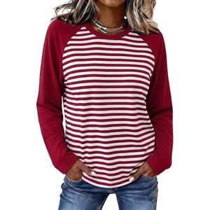 image:imageWIHOLL Long Sleeve Shirts for Women Crewneck Tops Fall Clothes Outfits 2026  Dressy Casual Crewneck Striped Teacher T Shirts Winter Trendy Cute Sweatshirt for Vacation Travel Date Office Work 2026WineredWhite