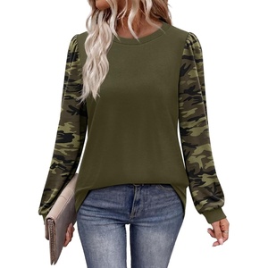 image:imageWIHOLL Long Sleeve Shirts for Women Fall Fashion Tops Trendy Color Block  Winter Clothing 2026 Lightweight Soft Loose Fit Business CasualCamo Army Green