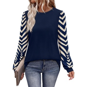 image:imageWIHOLL Long Sleeve Shirts for Women Fall Fashion Tops Trendy Color Block  Winter Clothing 2026 Lightweight Soft Loose Fit Business CasualGraphic Dark Blue