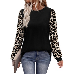 image:imageWIHOLL Long Sleeve Shirts for Women Fall Fashion Tops Trendy Color Block  Winter Clothing 2026 Lightweight Soft Loose Fit Business CasualLeopard Black