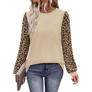image:imageWIHOLL Long Sleeve Shirts for Women Fall Fashion Tops Trendy Color Block  Winter Clothing 2026 Lightweight Soft Loose Fit Business CasualLeopard Khaki