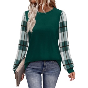 image:imageWIHOLL Long Sleeve Shirts for Women Fall Fashion Tops Trendy Color Block  Winter Clothing 2026 Lightweight Soft Loose Fit Business CasualPlaid Green