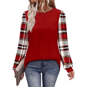 image:imageWIHOLL Long Sleeve Shirts for Women Fall Fashion Tops Trendy Color Block  Winter Clothing 2026 Lightweight Soft Loose Fit Business CasualPlaid Red