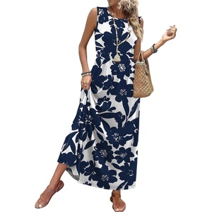image:imageWIHOLL Summer Dresses for Women 2026 Maxi Dresses Long Flowy A Line Sleeveless Sundresses with PocketsFloral Navy