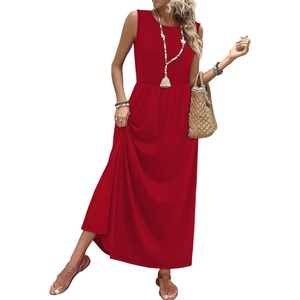 image:imageWIHOLL Summer Dresses for Women 2026 Maxi Dresses Long Flowy A Line Sleeveless Sundresses with PocketsRed