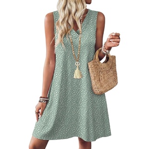 image:imageWIHOLL Summer Dresses for Women Beach Vacation Clothes Sundress Dress Hawaiian Boho Dresses Fashion Travel Cruise OutfitsGreen Floral