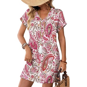 image:imageWIHOLL Summer Dresses for Women Casual Tshirt Dress Midi Dresses Fashion Beach Vacation ClothesPink Paisley