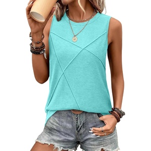 image:imageWIHOLL Womens Sleeveless Summer Crewneck Loose Fit Tank TopsAqua