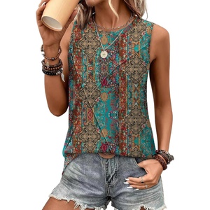 image:imageWIHOLL Womens Sleeveless Summer Crewneck Loose Fit Tank TopsGraphic Bohemia