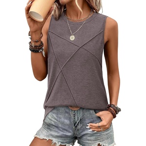 image:imageWIHOLL Womens Sleeveless Summer Crewneck Loose Fit Tank TopsGrey Purple