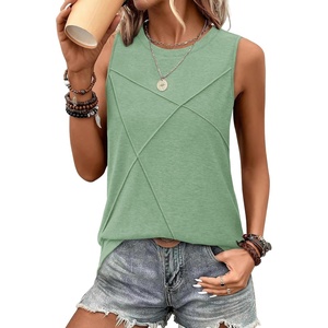 image:imageWIHOLL Womens Sleeveless Summer Crewneck Loose Fit Tank TopsLight Green