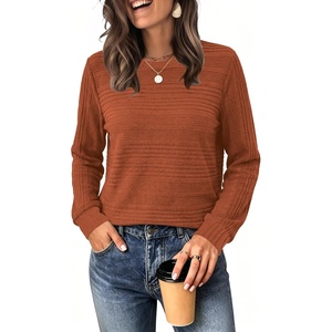 image:imageWIHOLL Womens Tops Long Sleeve Shirts Fall Clothing Winter Outfits 2026  Crewneck Cozy and Warm Color Block Sweaters for Teacher School Work Travel Cruise EssentialsCaramel
