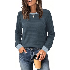 image:imageWIHOLL Womens Tops Long Sleeve Shirts Fall Clothing Winter Outfits 2026  Crewneck Cozy and Warm Color Block Sweaters for Teacher School Work Travel Cruise EssentialsNavy