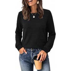 image:imageWIHOLL Womens Tops Long Sleeve Shirts Fall Clothing Winter Outfits 2026  Crewneck Cozy and Warm Color Block Sweaters for Teacher School Work Travel Cruise EssentialsBlack1
