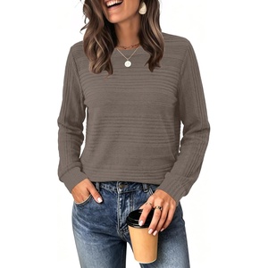 image:imageWIHOLL Womens Tops Long Sleeve Shirts Fall Clothing Winter Outfits 2026  Crewneck Cozy and Warm Color Block Sweaters for Teacher School Work Travel Cruise EssentialsBrown