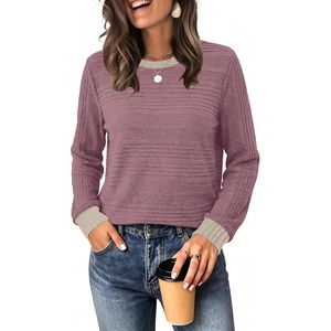 image:imageWIHOLL Womens Tops Long Sleeve Shirts Fall Clothing Winter Outfits 2026  Crewneck Cozy and Warm Color Block Sweaters for Teacher School Work Travel Cruise EssentialsPurple2