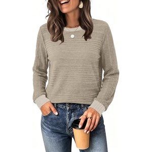 image:imageWIHOLL Womens Tops Long Sleeve Shirts Fall Clothing Winter Outfits 2026  Crewneck Cozy and Warm Color Block Sweaters for Teacher School Work Travel Cruise EssentialsKhaki