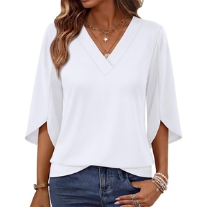 image:imageWIHOLL Womens Tops Summer Outfits 2026 V Neck Shirts Womens Blouses Dressy Casual Bell Sleeve Fashion Clothing01 White